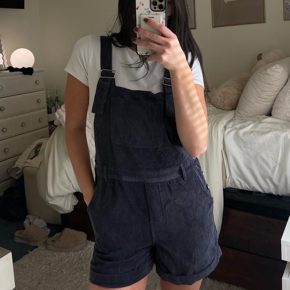 Navy Blue Corduroy Overalls